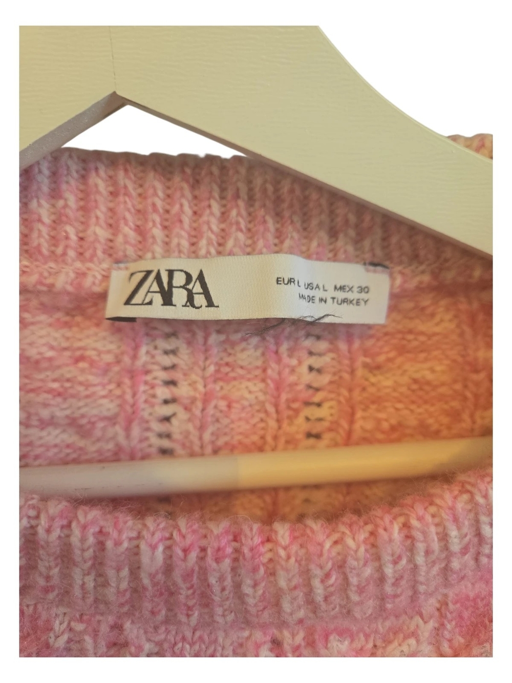 Zara Metalic Pink Cable-Knit Short Sleeve Crop Sweater - Picture 3 of 5